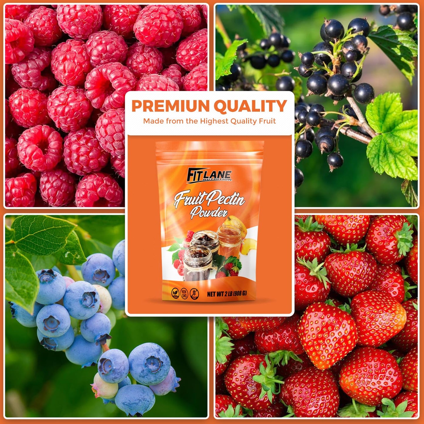 Fruit Pectin Powder 2 Lbs - For Canning Jams And Jellies - Natural, Vegan And Non-Gmo. Premium Bulk Powder. Great For Apple Pie