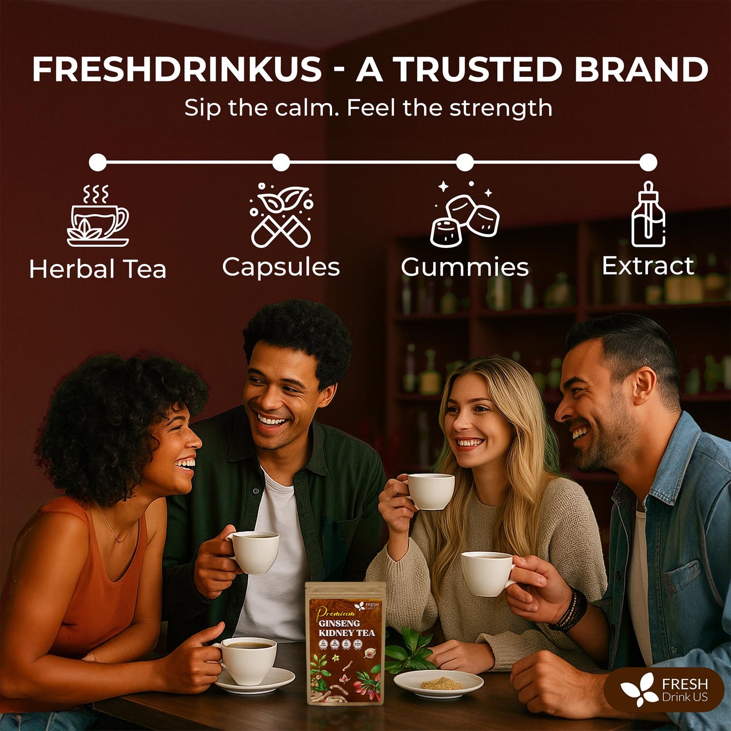 FreshDrinkUS  Ginseng 6 Treasures Kidney Tea  30 Packs Of Super Kidney Cleanse Detox Tea For Men & Women  100% Natural Roots & Berries | Caffeine-Free | Adaptogenic Blend for Energy  Wellness & Vitality Support