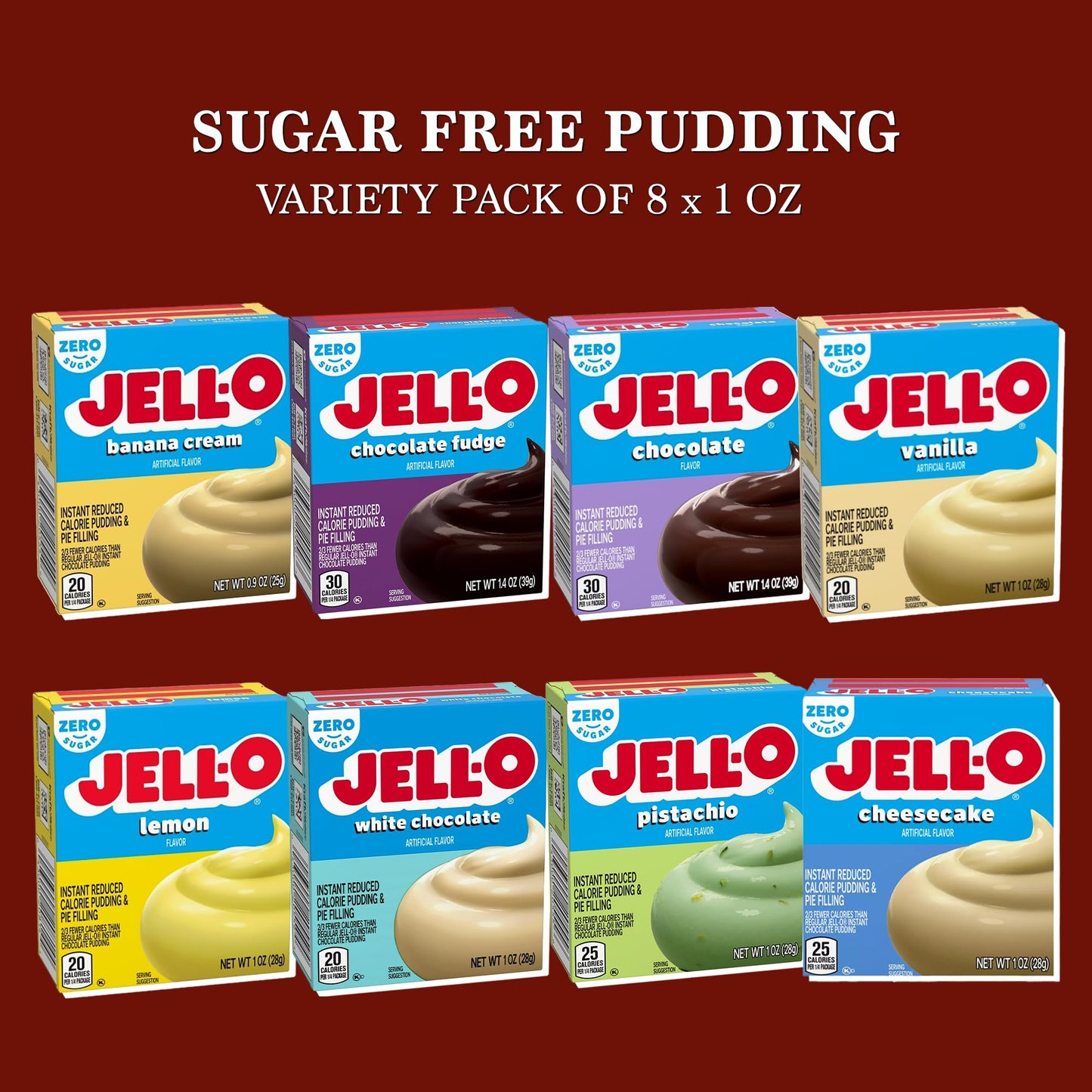 Rebel Smuggling Sugar Free Pudding Mix Variety Pack - 8 Flavors, 8-Pack