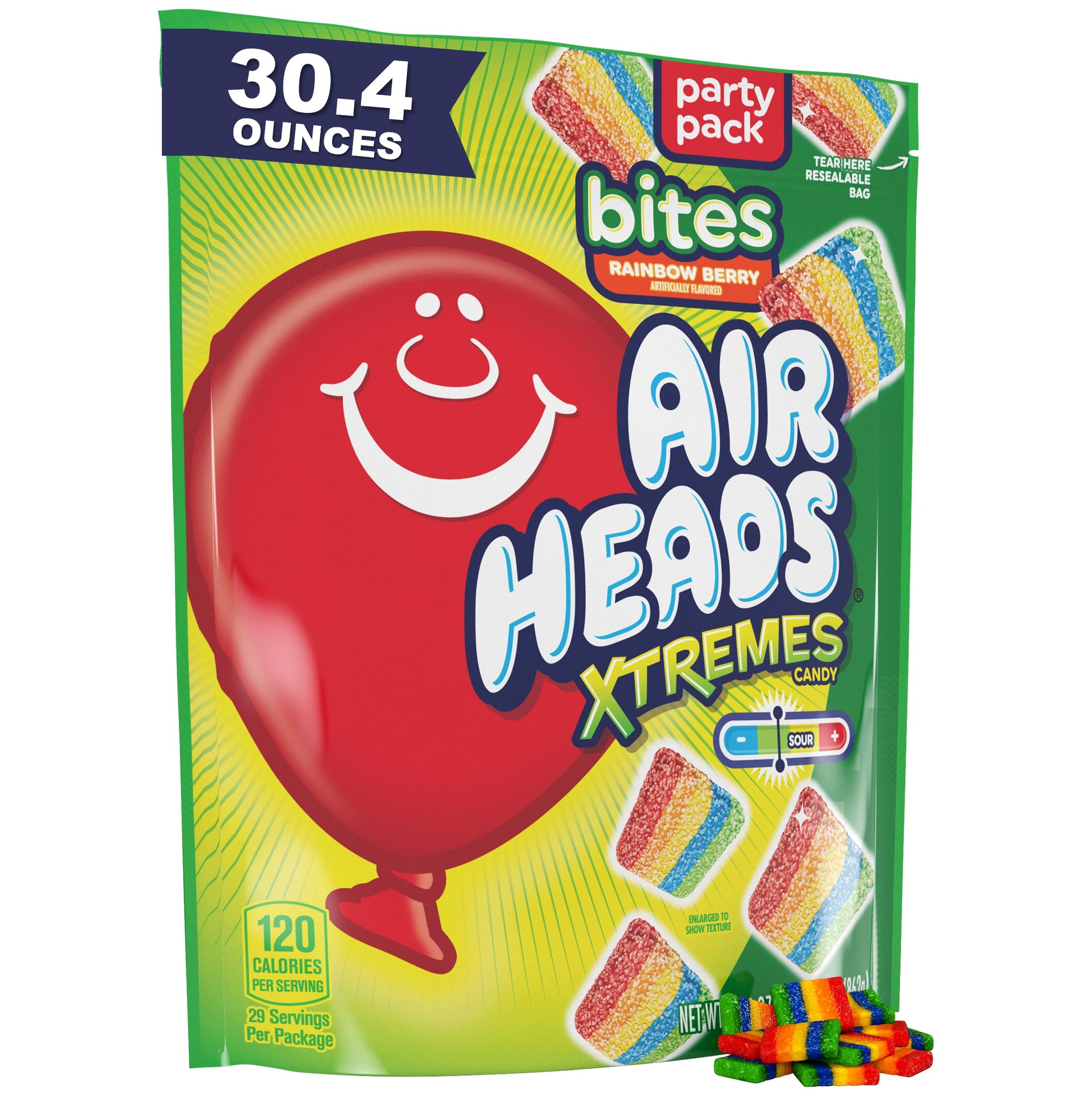 Airheads Xtremes Bites, Rainbow Berry, 30.4 OZ Stand Up Bag, Multicolor