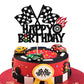 1 Pcs Race Car Happy Birthday Cake Topper Glitter Traffic Light Trophy Flag Wheel Racing Car Cake Pick For Let'S Go Racing Theme