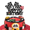 1 Pcs Race Car Happy Birthday Cake Topper Glitter Traffic Light Trophy Flag Wheel Racing Car Cake Pick For Let'S Go Racing Theme