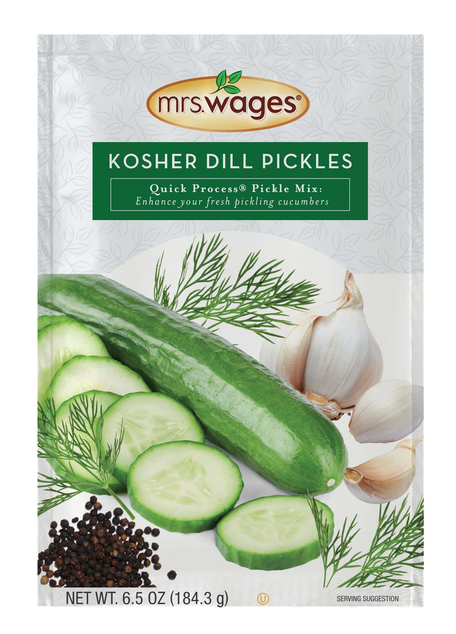 Mrs. Wages Kosher Dill Pickles Quick Process Mix, Quick and Easy, Simple-To-Use, Traditional Pickle Flavoring, Enhance Your Pick