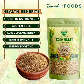 Danodia Foods Organic Kodo Millet - Unpolished Whole Grain, Gluten-Free, Vegan - 2 lbs (950g)