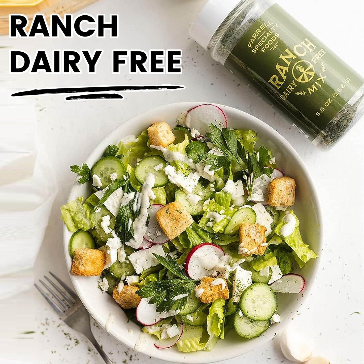Farrell Specialty Foods Dairy Free Ranch Mix - Vegan, No Sodium, 5.5 oz Jar