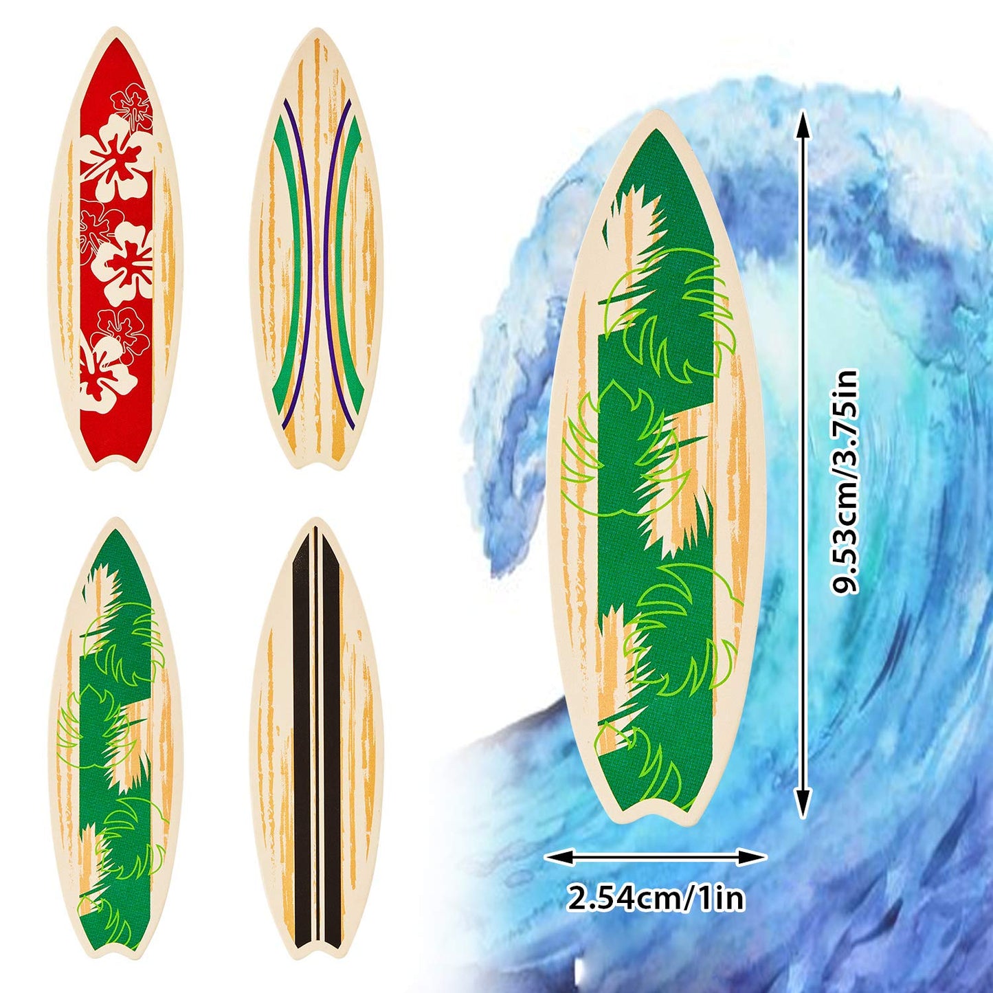 48 Pieces Surfboard Cupcake Toppers Surfboard Beach Cake Decorations Surfboard Mini Accents for Swimming Pool Summer Beach Party