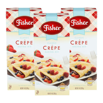 Fisher Classic Crepe Mix, 14 Ounce (Pack of 3) - Ideal for Pancakes and Crepes