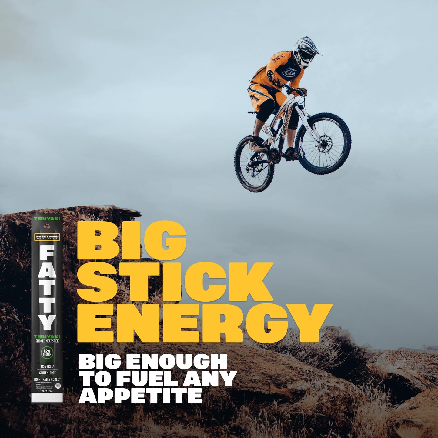 American Made Sweetwood Smokehouse FATTY Meat Sticks, Grass-Fed Beef, Teriyaki Flavor, 2 Ounce (Pack of 20), Gluten Free, Low Carb