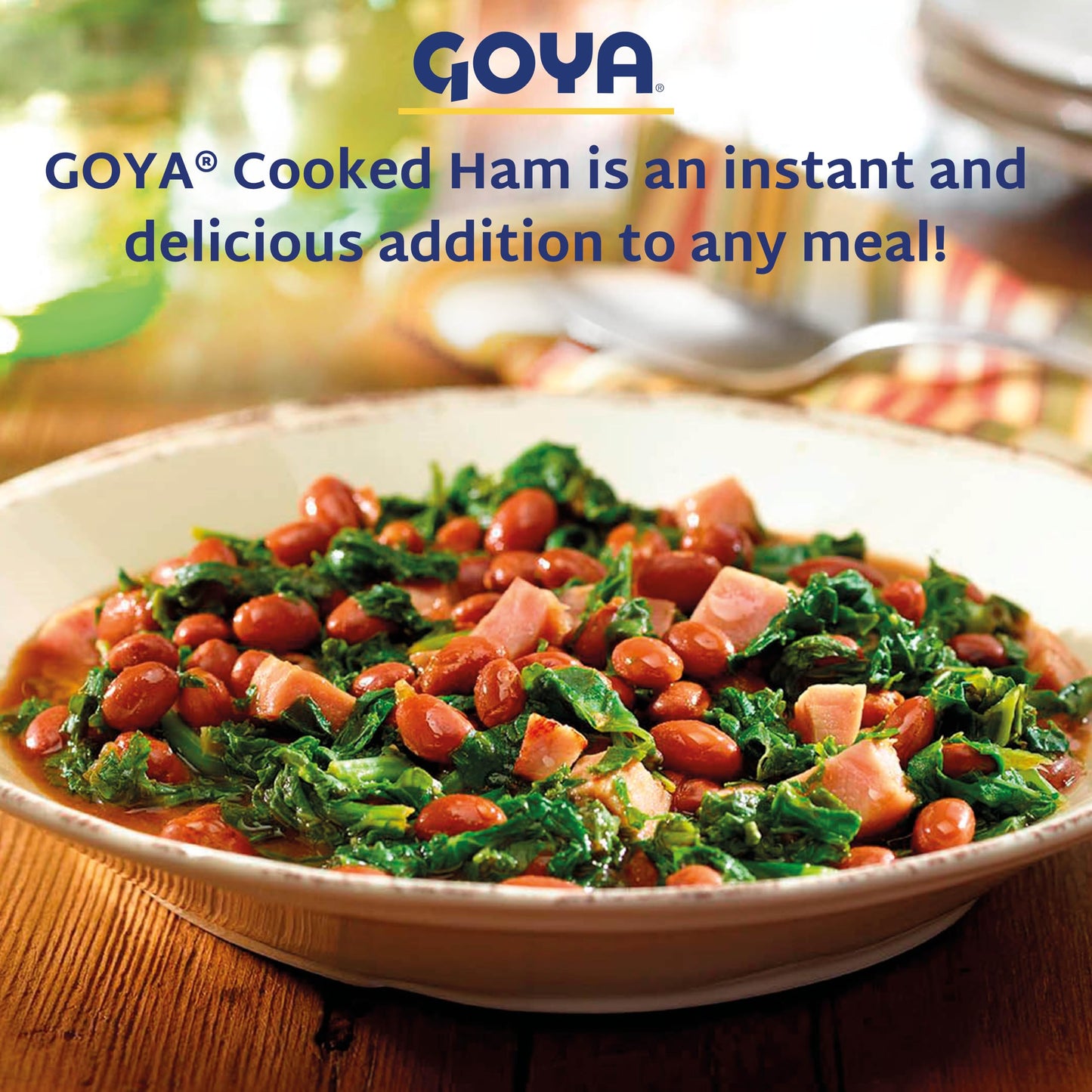 Boneless Cooked Ham in Water by Goya, Pack of 3, 16 oz Cans, Skinless and Ready to Eat Lunch Meat, Fully Cooked Packaged Ham for