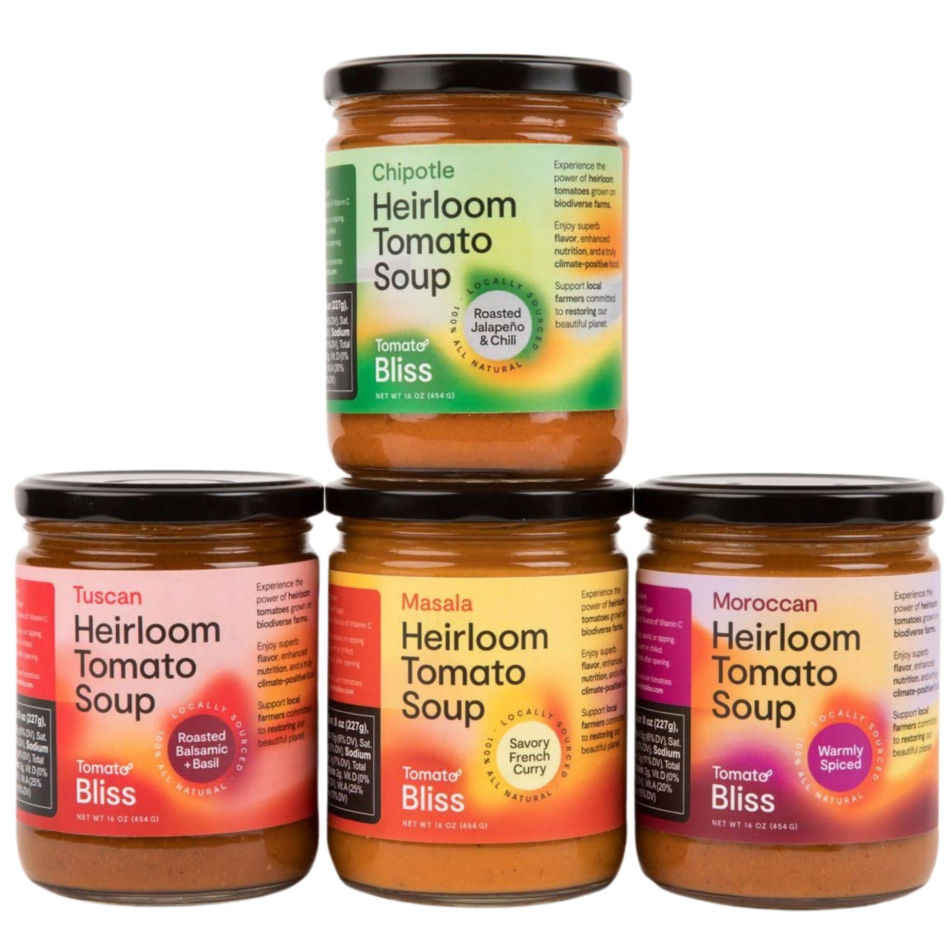 Tomato Bliss Variety Pack Heirloom Tomato Soup, All Natural, Non-Gmo, Vegan, Dairy-Free, No Added Sugar, Healthy Tomato Soups, H