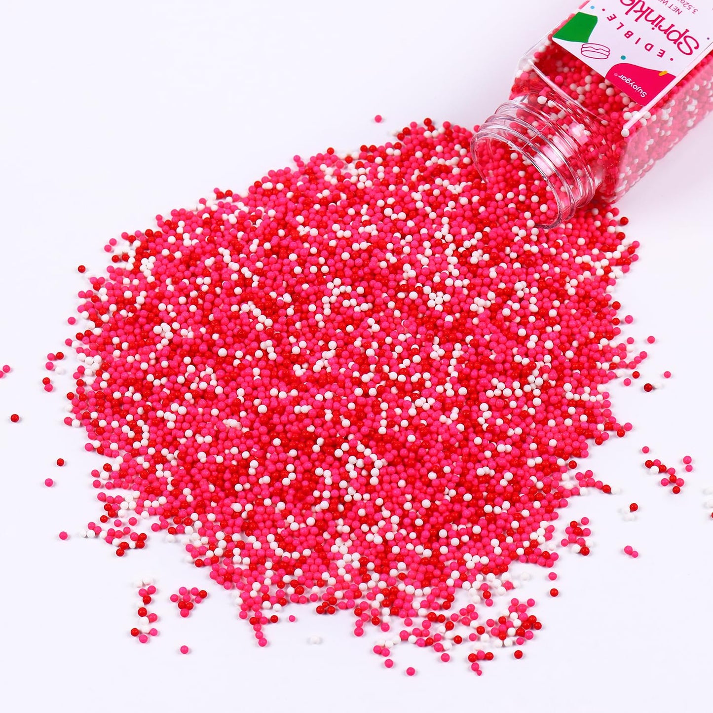Pink Nonpareils Sprinkles, Red Pink And White Sprinkles Bulk For Cake Decorating Cupcake Baking Dessert Cookies Valentine'S Deco