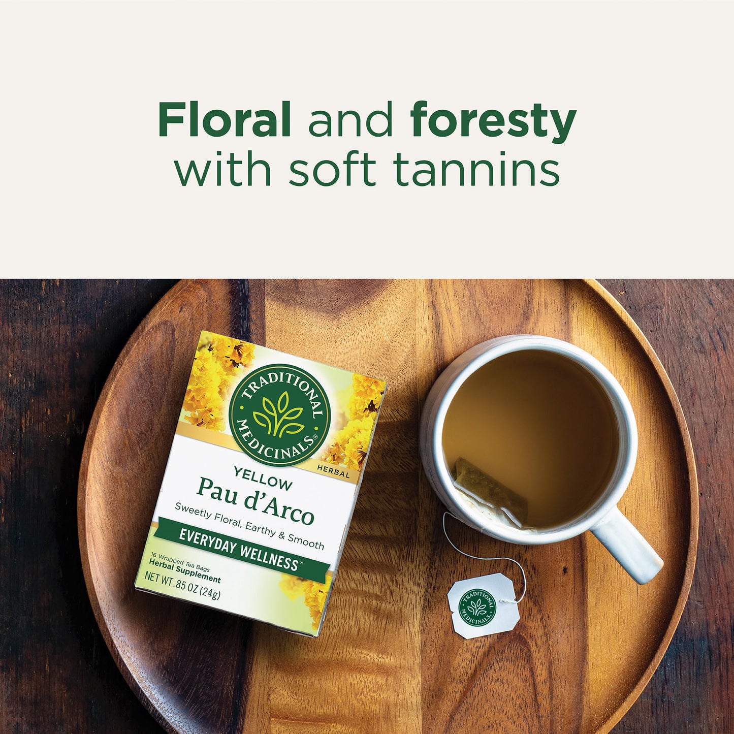 Traditional Medicinals Yellow Pau dArco Tea, Everyday Wellness, 96 Tea Bags, Pack of 6, Model 100510