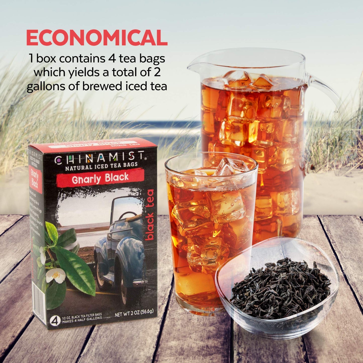 CHINAMIST Gnarly Black Tea Infusion - 4 Count - Each Bag Yields 1/2 Gallon - Refreshing Iced Tea