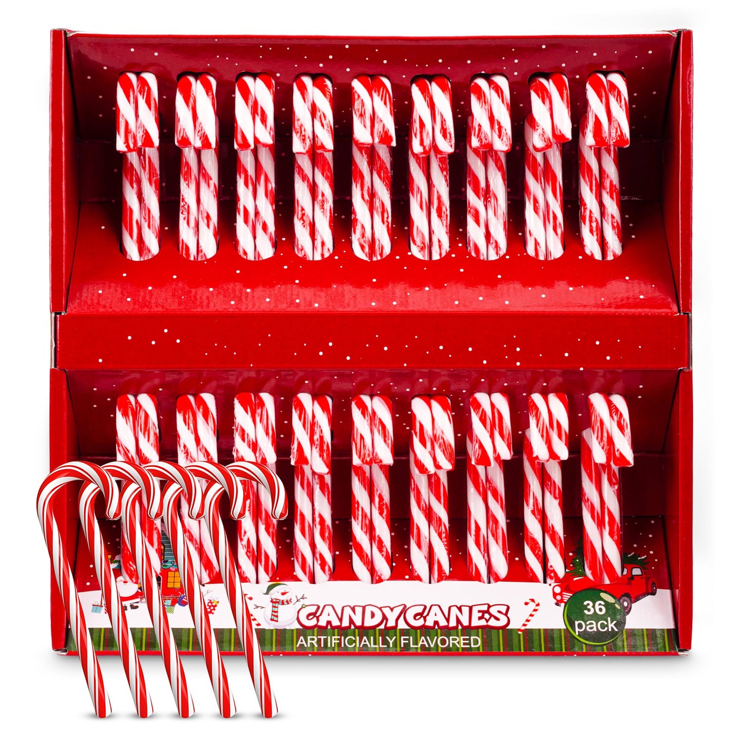 Christmas Candy Canes 36 Pack - Classic Red & White Peppermint Sticks Individually Wrapped - Bulk Christmas Candys For Holiday  , Decorations, Stocking Stuffers & Gifts
