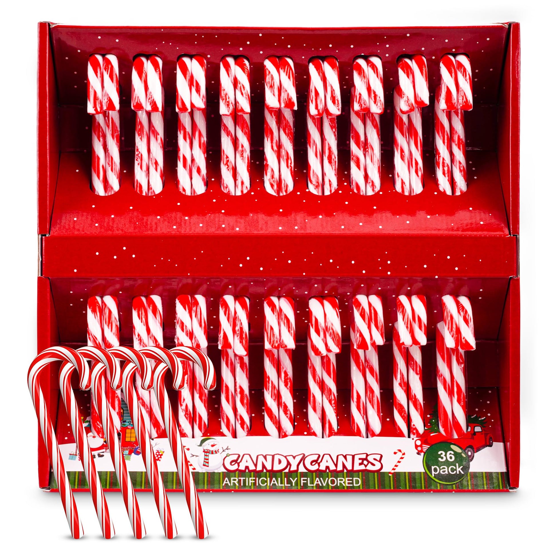 Christmas Candy Canes 36 Pack - Classic Red & White Peppermint Sticks Individually Wrapped - Bulk Christmas Candys For Holiday  , Decorations, Stocking Stuffers & Gifts