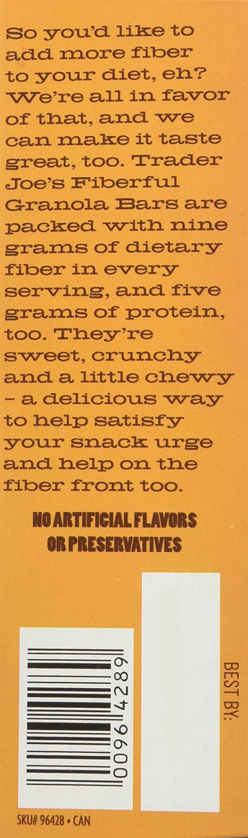 Trader Joe's Fiberful Granola Bars, Oats & Chocolate Chips, 5 Count Pack, 9g Fiber
