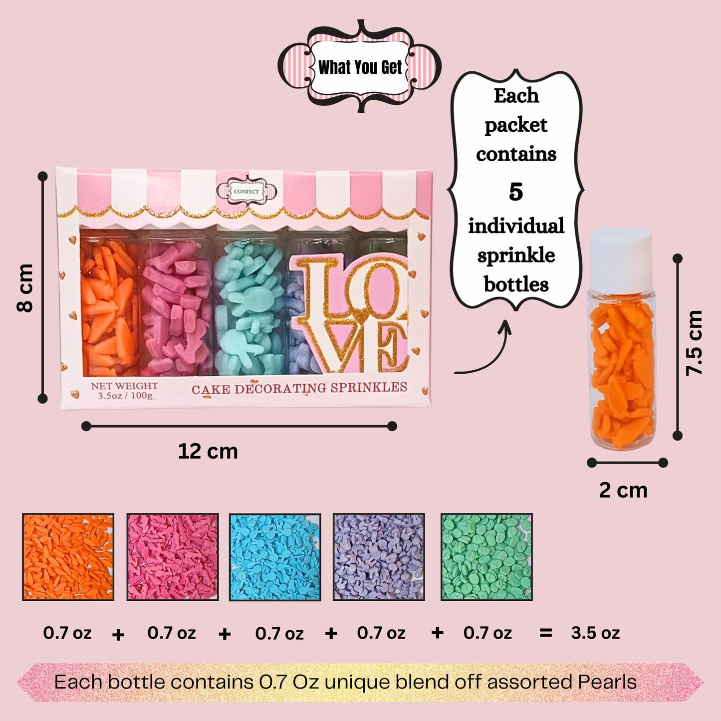 Confect Bunny Sprinkles | Pack Of 5 Orange, Silver And Sky Blue, Red Sprinkle I Birthday & Celebration Edible Sprinkles For Cake