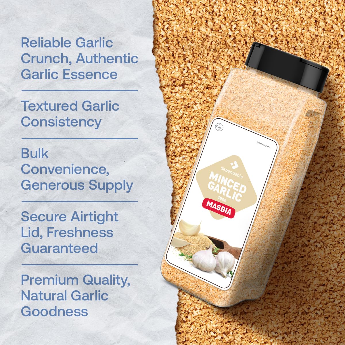Dependable Foods Minced Garlic – 18 Oz Jug - Kosher, Non-Gmo, 100% Dried Garlic Granules - Perfect Seasoning For Sauces, Stir-Fries, Soups, Marinades & More