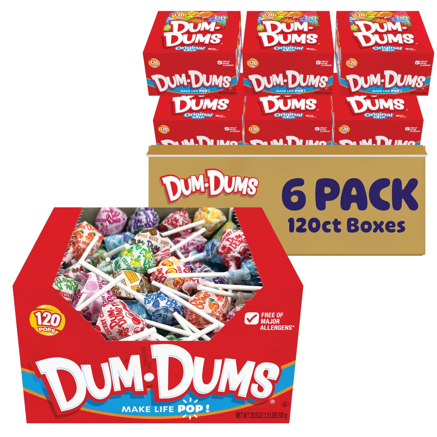 Dum Dums Original Candy Mix Variety Pack - All-Time Classic Flavors, Lollipops Individually Wrapped in Bulk Candy Bag, Assorted 