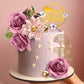 Flower Cake Toppers Happy Birthday Cake Toppers With Artificial Purple Rose Flowers Eucalyptu Leaves For Birthday Party Wedding