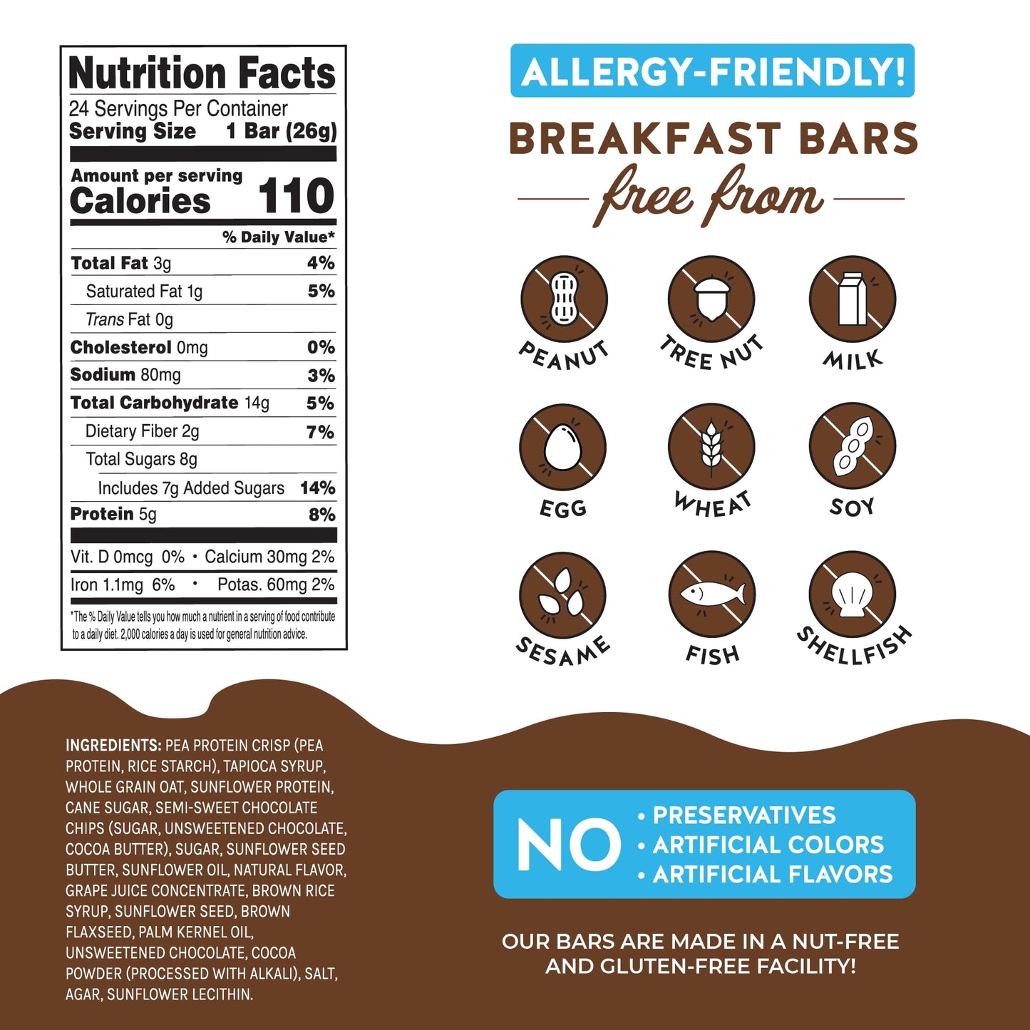 Blakes Seed Based Breakfast Bars, Chocolate Chip, 5g Plant-Based Protein, Gluten Free, Nut Free, Vegan, 24 Count