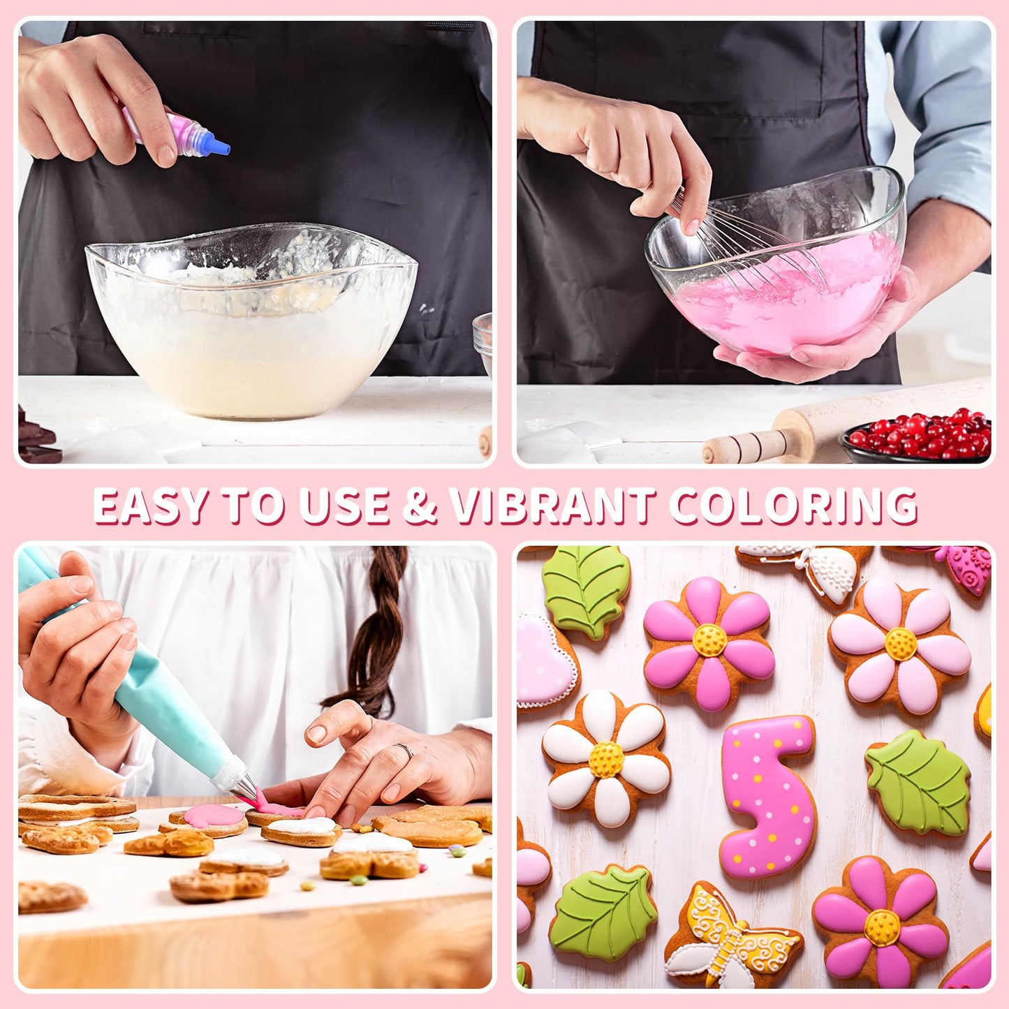 Food Coloring Cake Decorating Set - 16 Vibrant Color Food Grade Food Dye Liquid Edible Tasteless Concentrated Neon Icing Colors