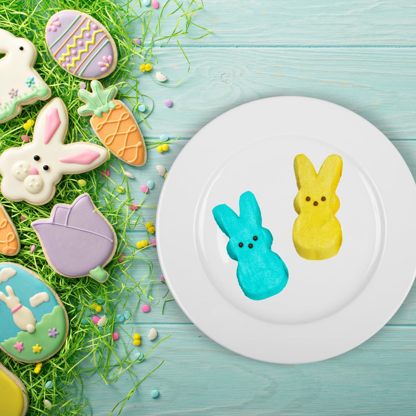 Needzo Peeps Candy Marshmallow Bunnies Pink Blue Yellow Bunny Shaped Treats Bulk Easter Bundle Basket Stuffer Kit (Pack Of 3)