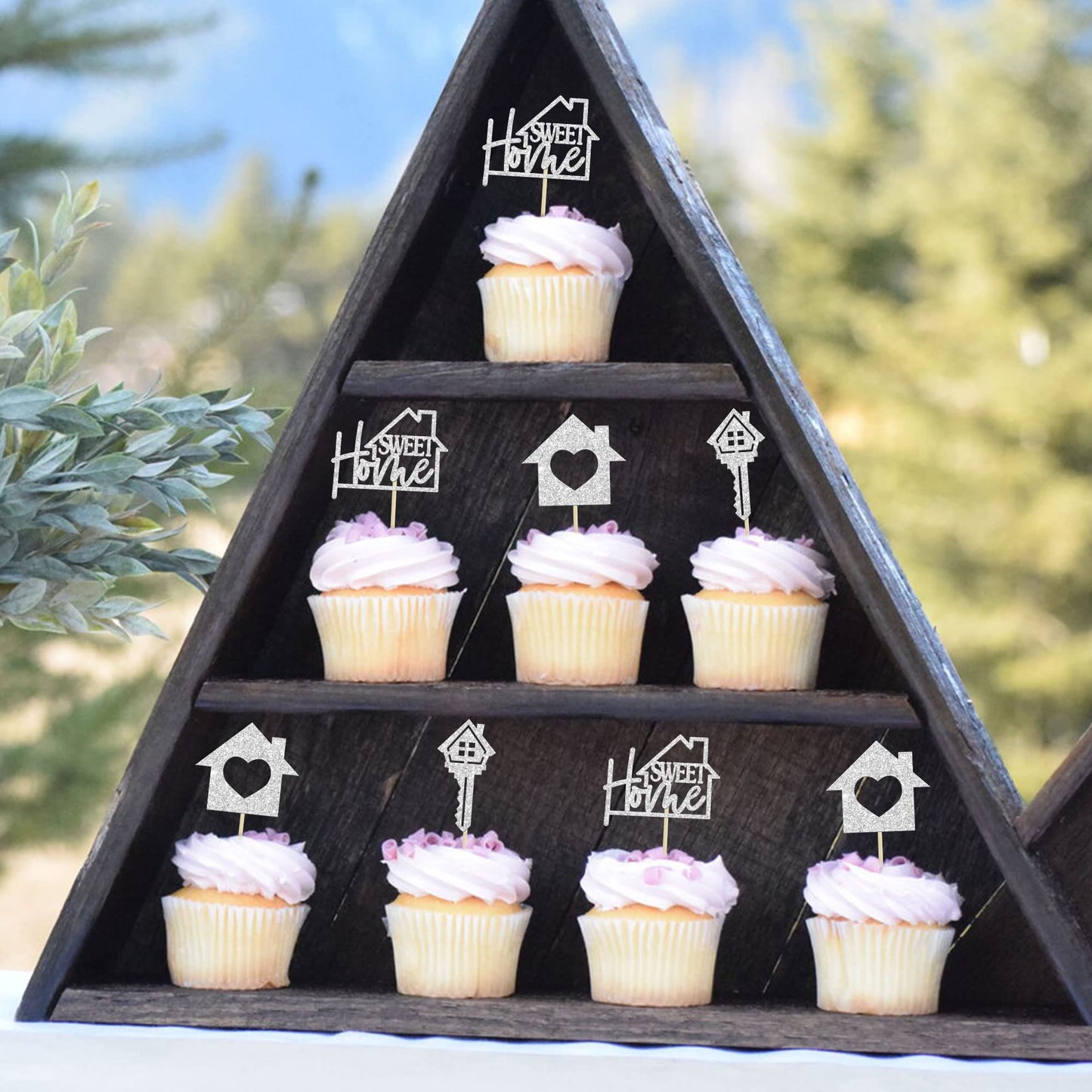 Gyufise 24 Pack Silver Sweet Home Cupcake Toppers Glitter Key Housewarming Cupcake Picks Decorations For New Home Theme Party Ca
