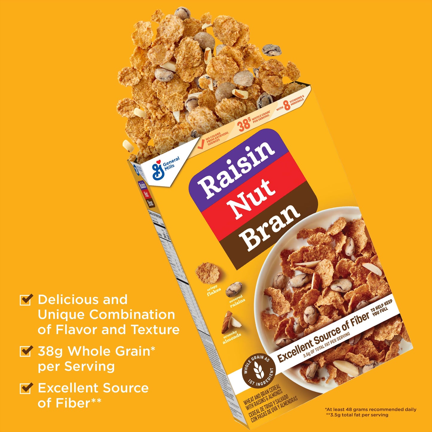 Raisin Nut Bran Cereal, High Fiber Cereal Made With Whole Grain, 20.8 Oz