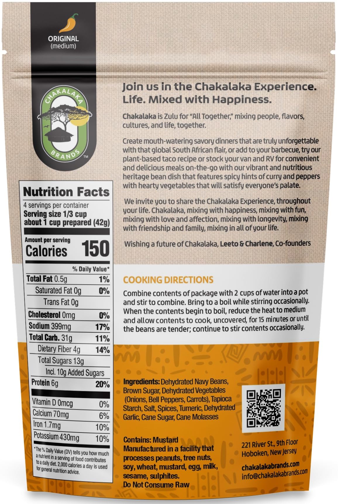 Chakalaka Vegetarian Dried Bean Mix - South African Side Dish with Beans, Vegetables, & Spices - Bold, Strong Flavor, Medium Hea