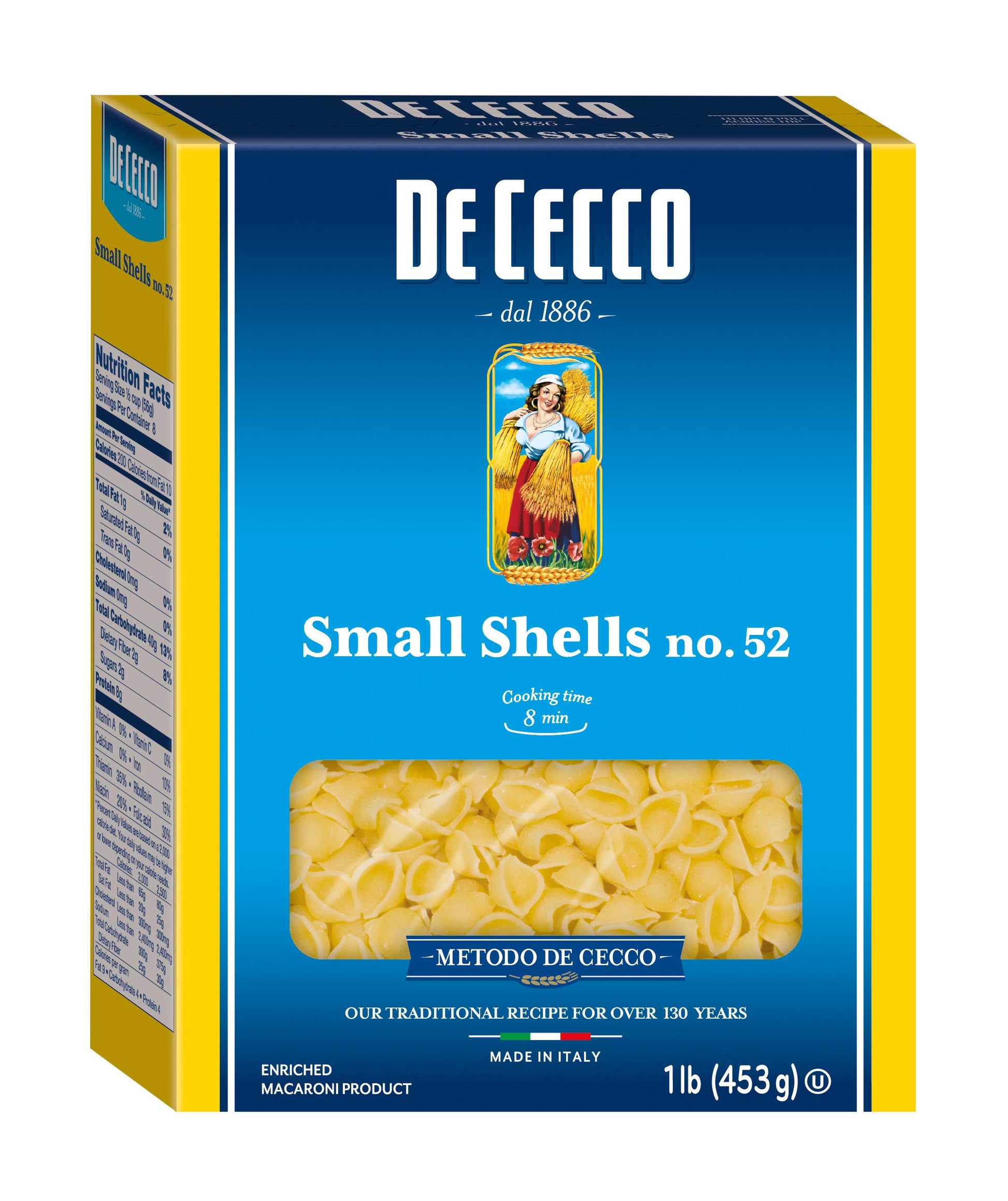 De Cecco Semolina Pasta, Small Shells No.52, 1 Pound (Pack of 5)