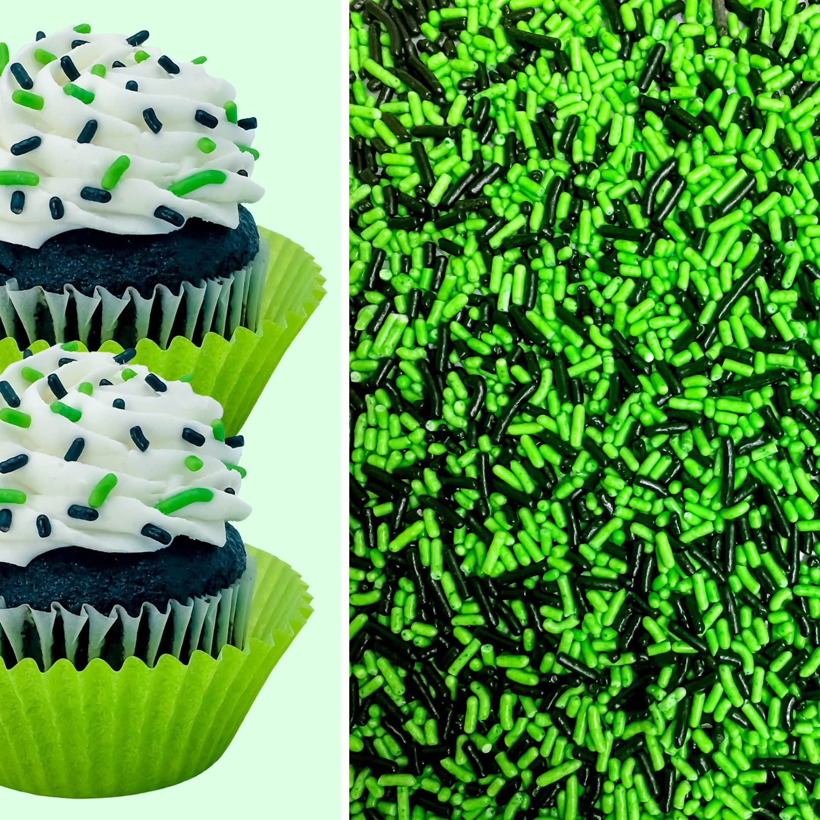 Sprinkle Deco Cake Pop Decorations, Semi-Sweet Edible Confetti Sprinkles, 6oz Bag, Lime Green and Black