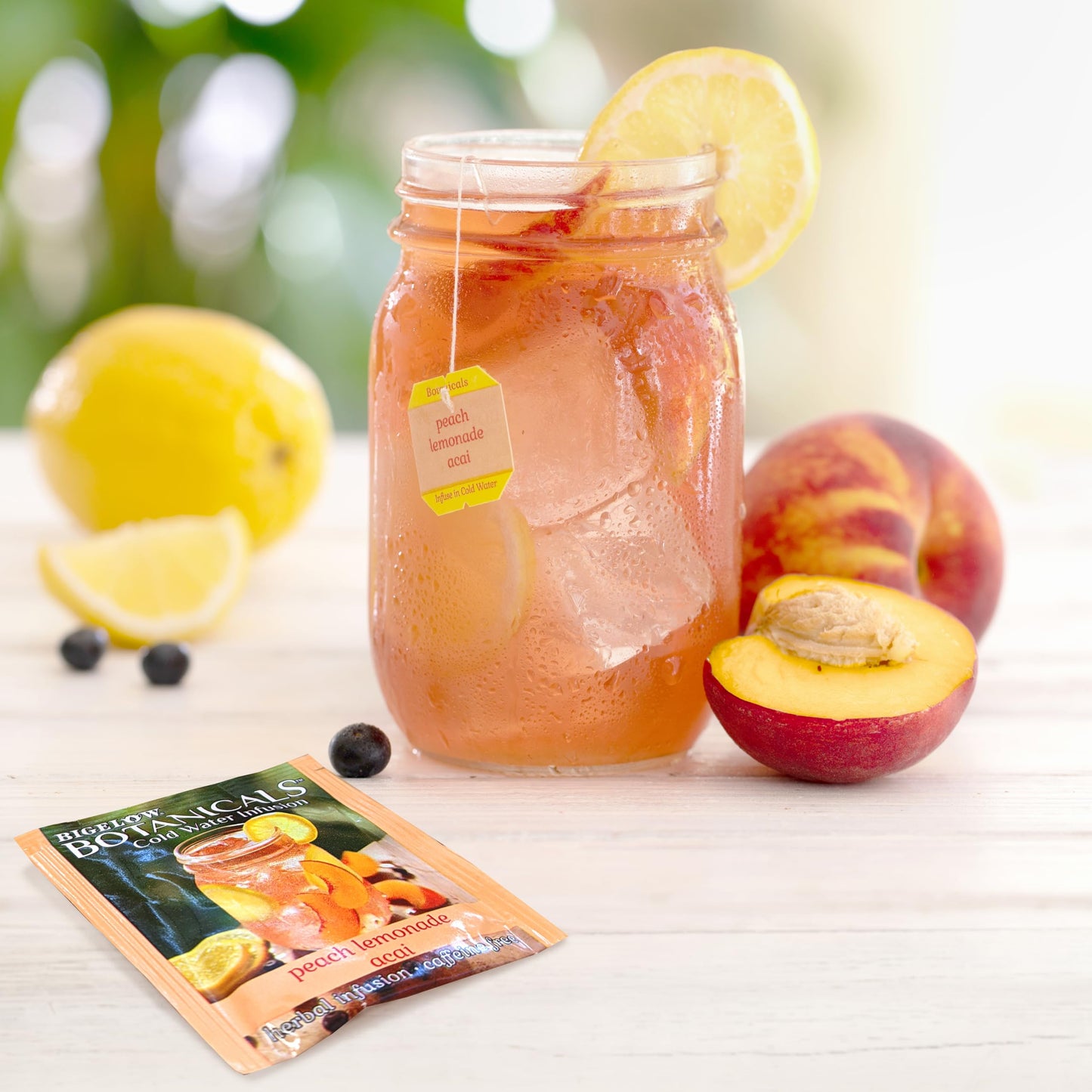 Bigelow Tea Cold Water Infusion Peach Lemonade Herbal Tea, Caffeine Free, 18 Count Box (Pack of 6), Model 39005