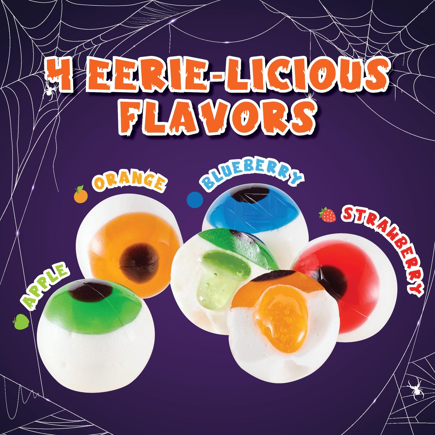 30 Gummy Eyeballs  Spooky Halloween Eyeball Candy in 4 Flavors  Soft Gummies with Jelly Filling  Individually Wrapped  By 4YoreElves (19 oz)
