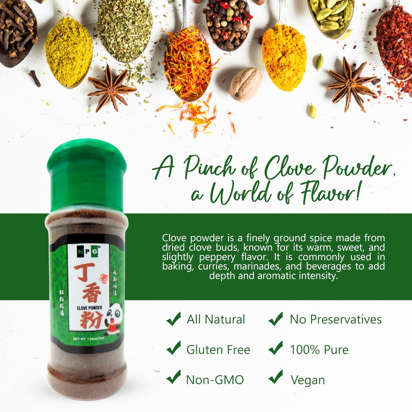 Npg Premium Ground Cloves Powder 1.08 Oz, Strong Aroma And Flavor Cloves For Tea, Potpourri, Baking, Pomander Balls, Meats, And