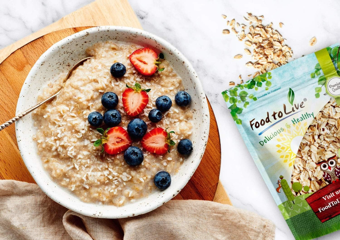 Food to Live Quick Cooking Rolled Oats, 25 Pounds - One Minute Oatmeal, Whole Grain, Instant Meal, Dry Thin Flakes, Uncooked, Ra
