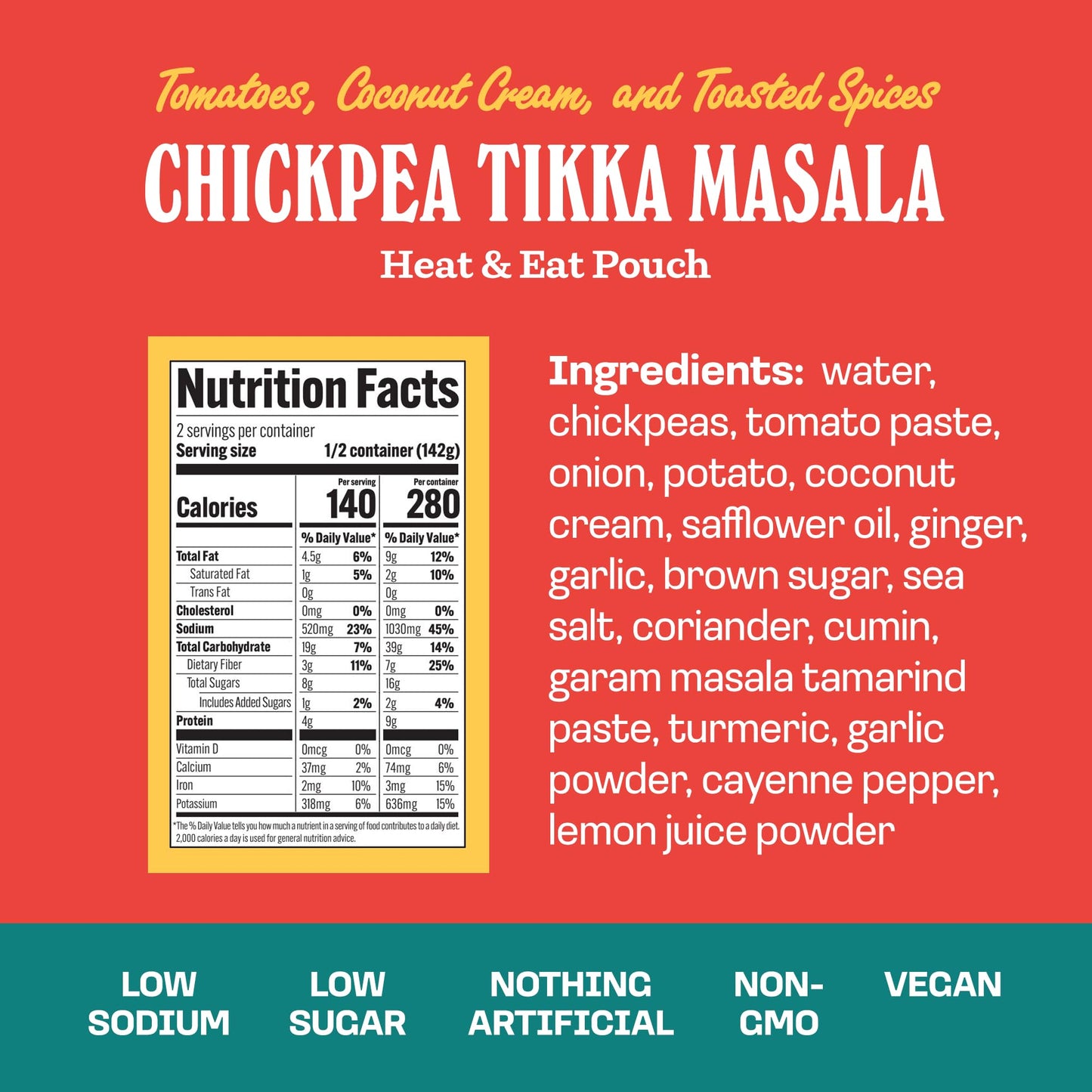 Brooklyn Delhi Chickpea Tikka Masala Pouches - Ready To Eat, Microwavable Entree - Vegan, Gluten Free, Non-Gmo - 10Oz, Pack Of 1