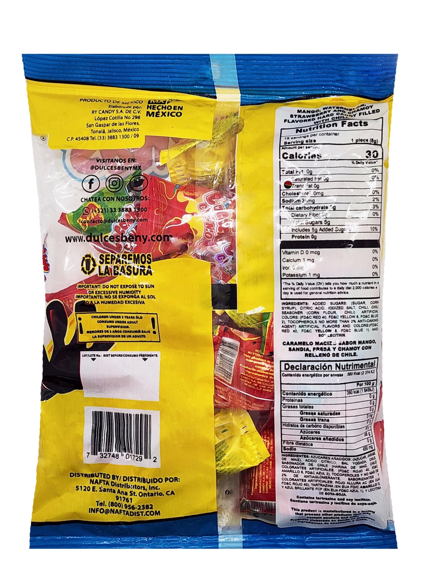 B E N Y LocoChas Hard Candy with Chili Powder Center, 5.1oz, 18pcs (Mix)