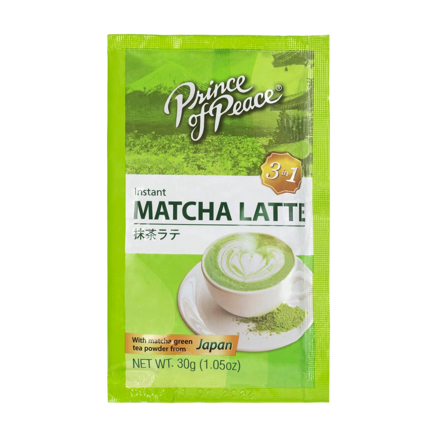 Prince of Peace Matcha Latte Instant Beverage, 24 Sachets, Rich and Creamy, Hot or Cold, Made with Japanese Matcha, Pack of 1