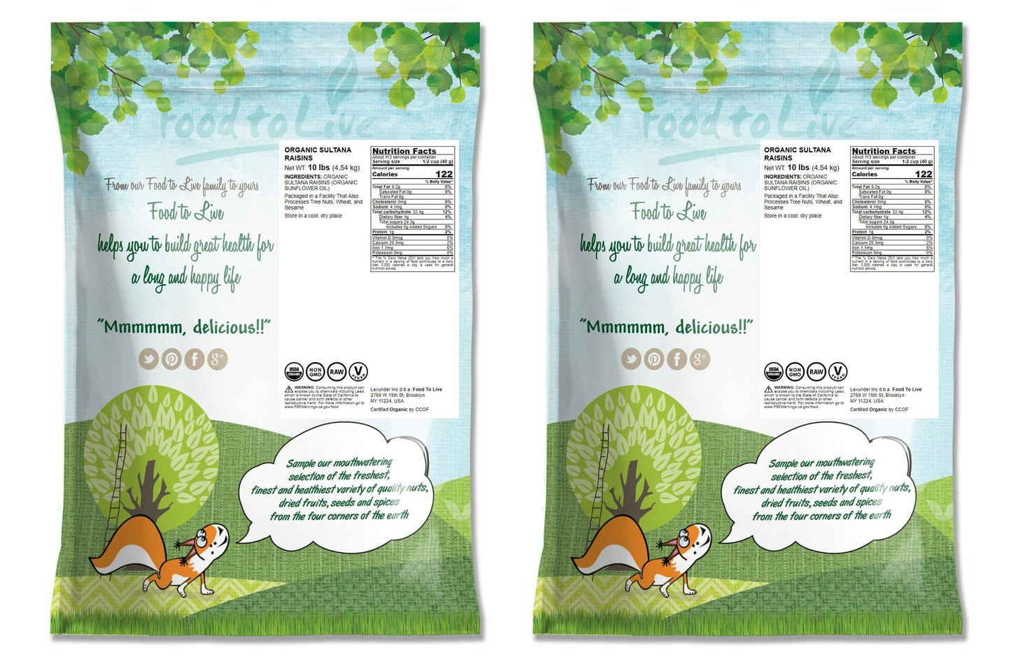 Food To Live Organic Sultana Raisins, 20 Pounds - Non-Gmo, Unsweetened, Unsulfured, Lightly Coated With Organic Sunflower Oil, V