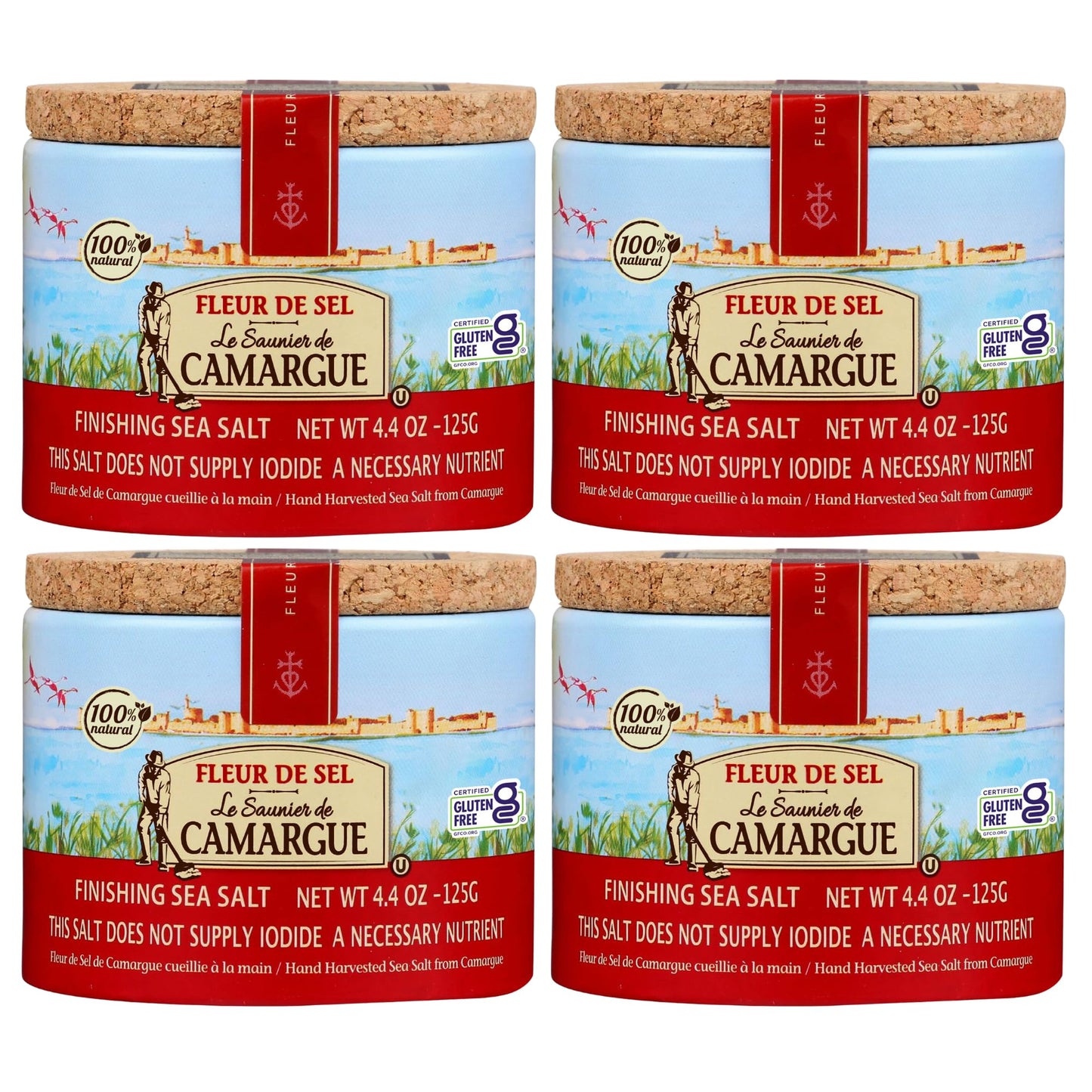 Le Saunier De Camargue Fleur De Sel Sea Salt, 4.4 Ounce Canisters (4 PACK)