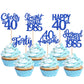 24PCS Blue Happy 40th Birthday Cupcake Toppers Forty Straight Outta 1985 Cupcake Picks Cheers to 40 Lengend Since 1985 Cake Deco