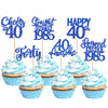 24PCS Blue Happy 40th Birthday Cupcake Toppers Forty Straight Outta 1985 Cupcake Picks Cheers to 40 Lengend Since 1985 Cake Deco