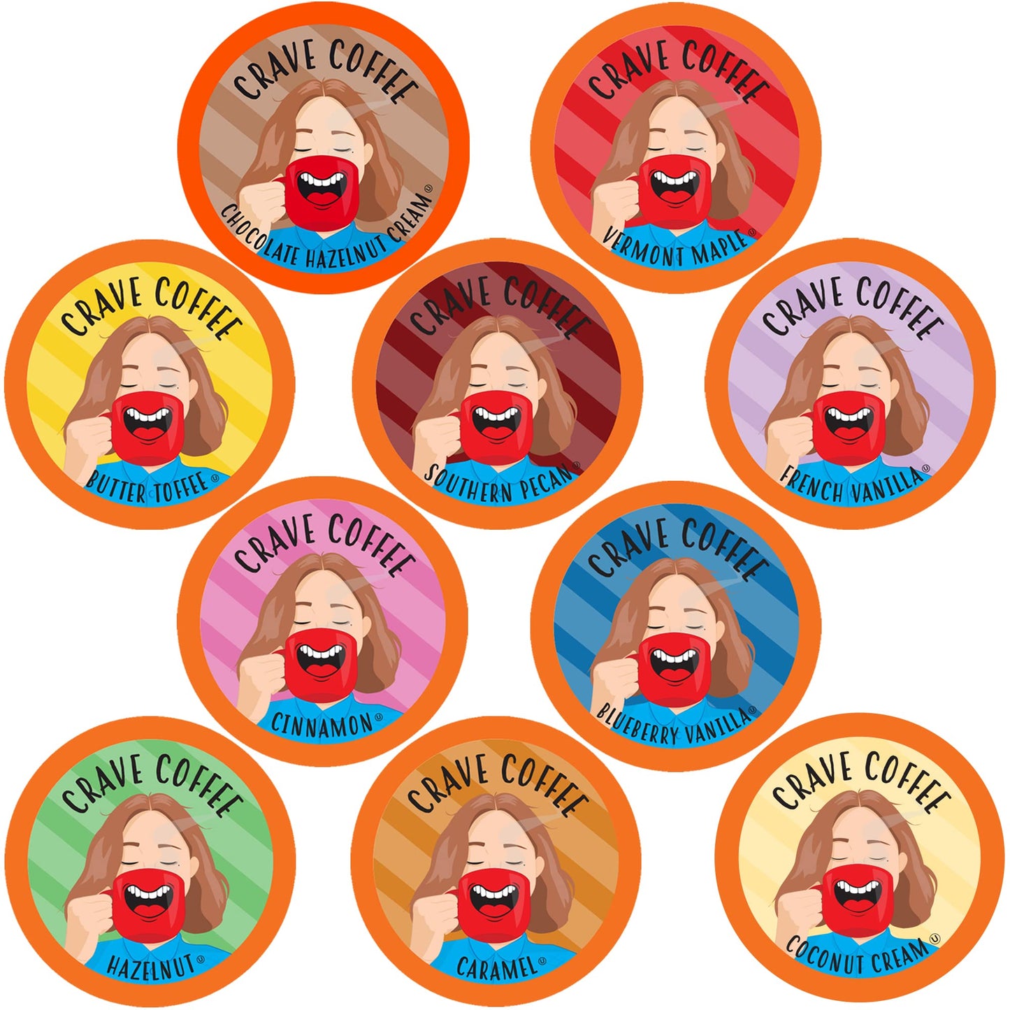 Crave Beverages Flavored Coffee Pods Sampler, 100 Count, Compatible with 2.0 K-Cup malt-inspired, Assorted Variety Pack