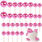 PEUTIER Disco Ball Cupcake Toppers, 30pcs Mini Picks for Dessert Decorations, Pink, Model G04106
