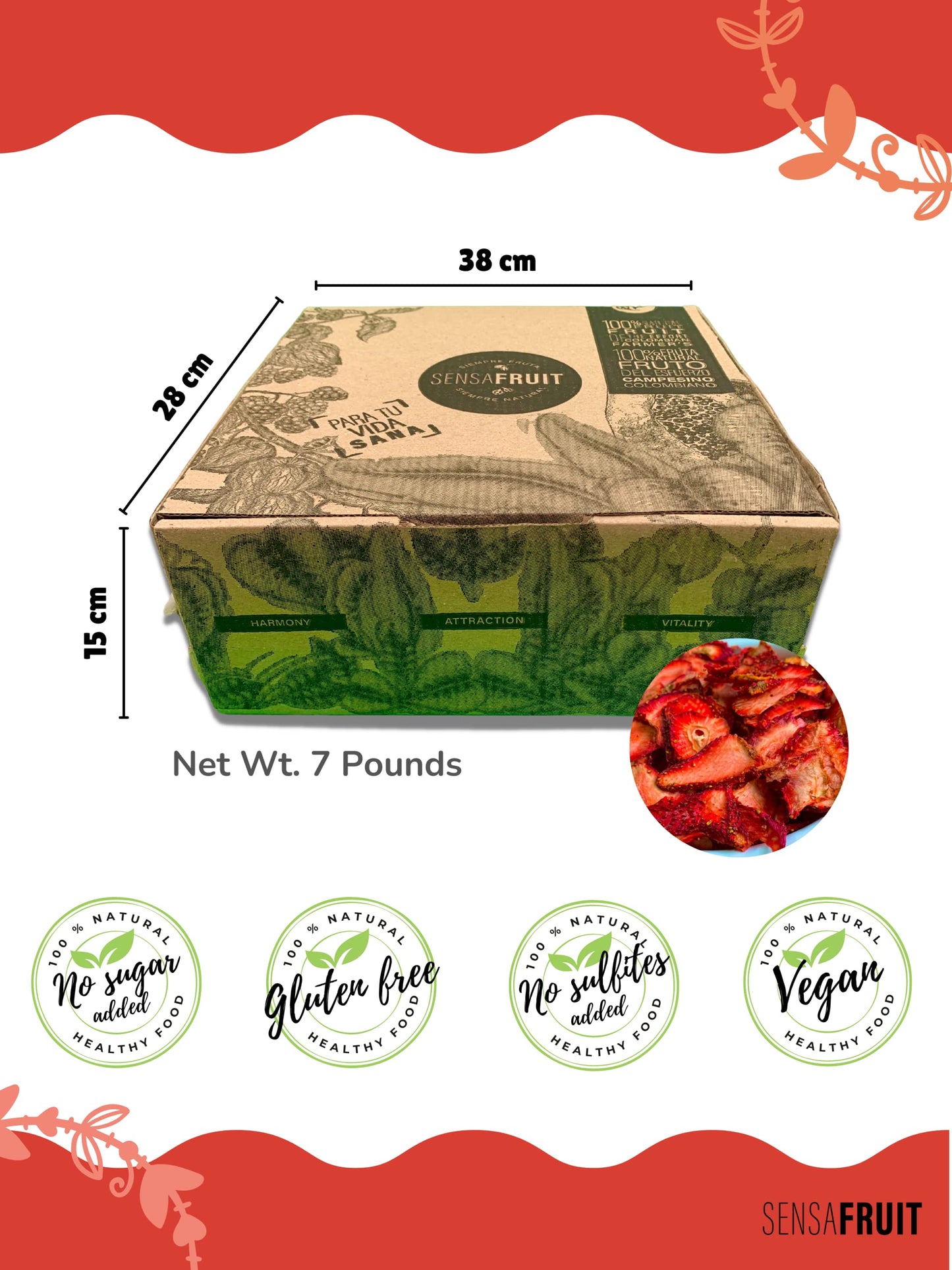 Sensafruit Dried Strawberry | 100% Natural Slices | No Sugar Added, Unsulfured | Gluten Free | Bulk Bag | Direct Producers | Who