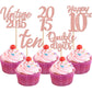 30PCS Happy 10th Birthday Cupcake Toppers Cheers to 10 Vintage 2015 Cupcake Picks Hello 10 Ten 10th Birthday Decorations for 10t
