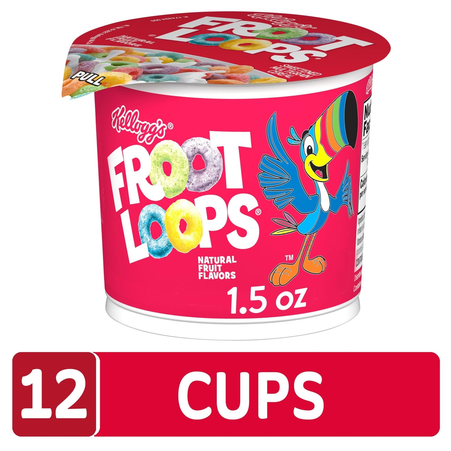 Froot Loops Breakfast Cereal Cups, Fruit Flavored, 1.5oz Pack of 12, Original
