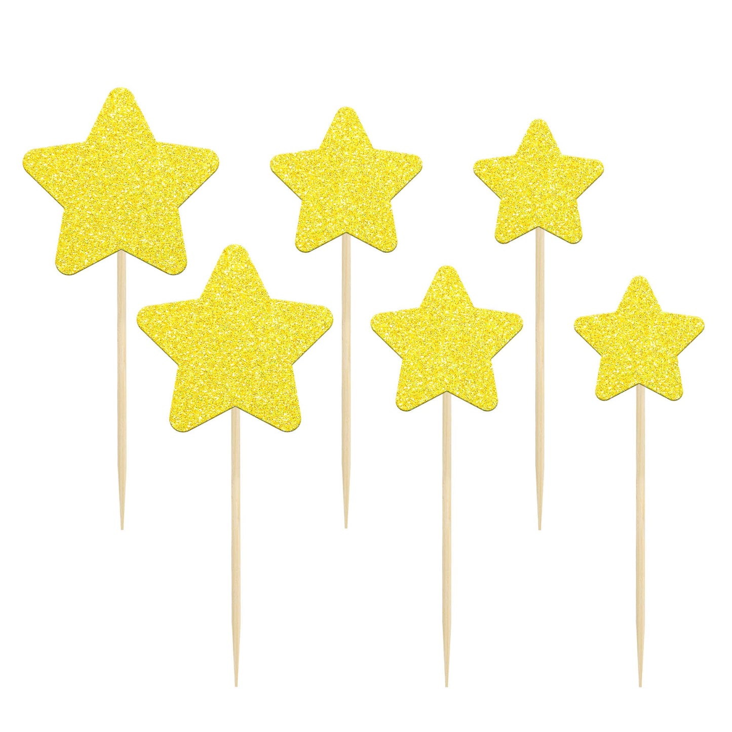 Gyufise 42Pcs Mixed Size Little Star Cupcake Toppers Gold Laser Twinkle Star Cupcake Picks Wedding Engagement Bridal Shower Baby