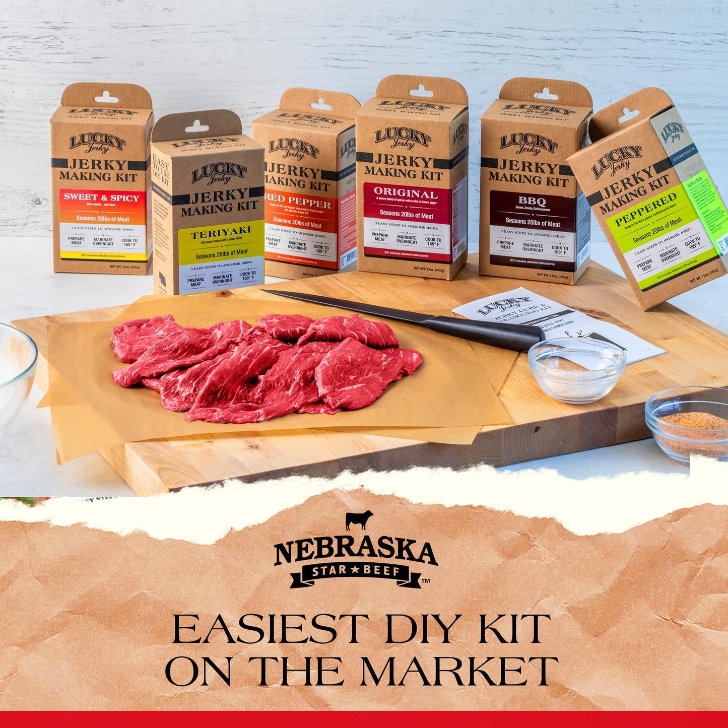 Lucky Beef Jerky BBQ DIY Jerky Seasoning Kits, 12 Ounce, Seasons 20lbs of Meat